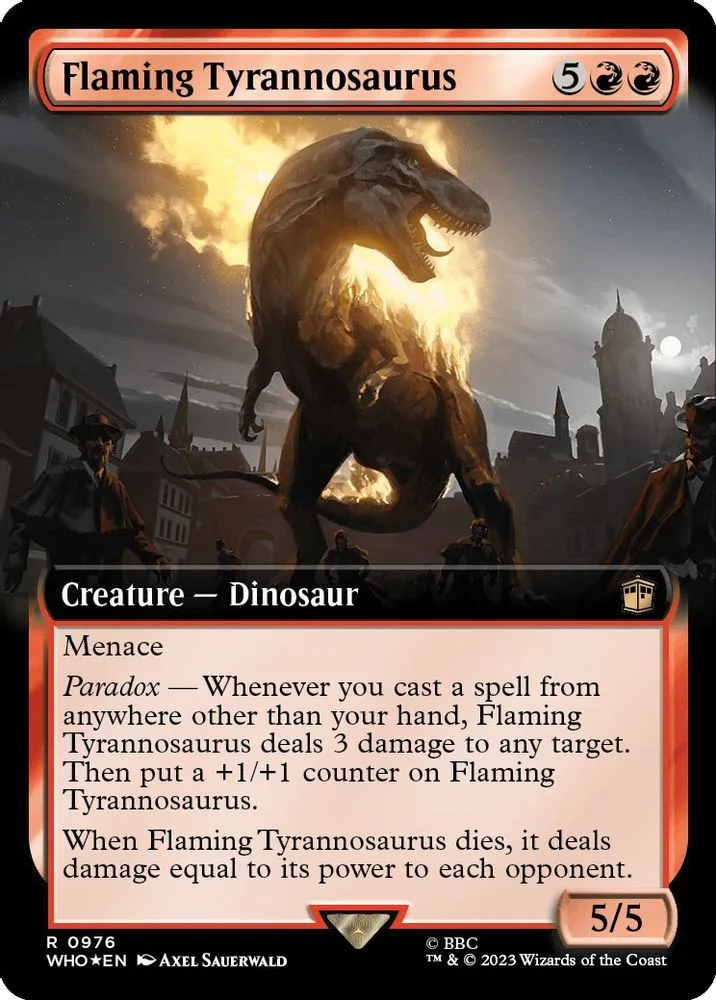 Flaming Tyrannosaurus (Extended Art · Surge Foil)