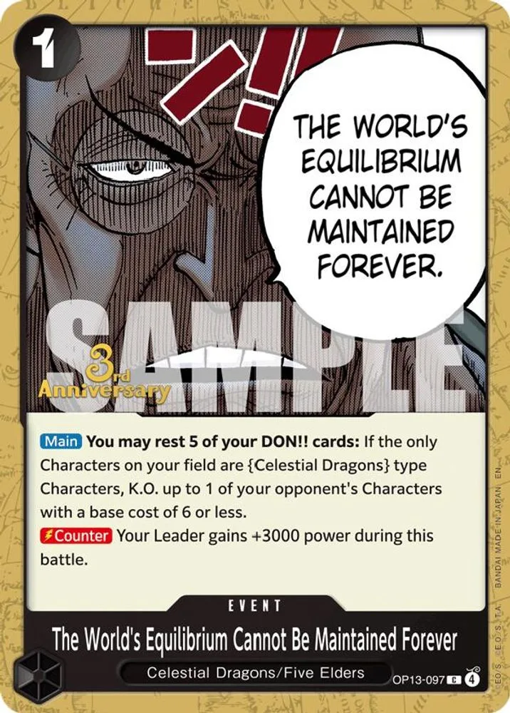 The World's Equilibrium Cannot Be Maintained Forever (3rd Anniversary Tournament)