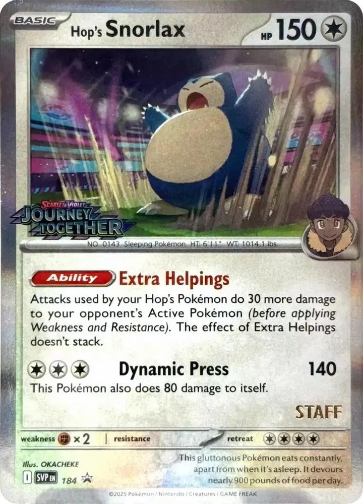 Hop's Snorlax (Prerelease · Staff)
